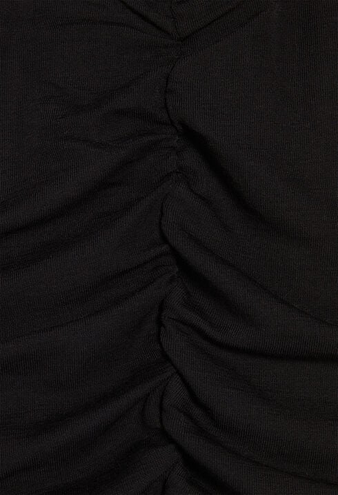 Gerafftes kurzes Wollkleid