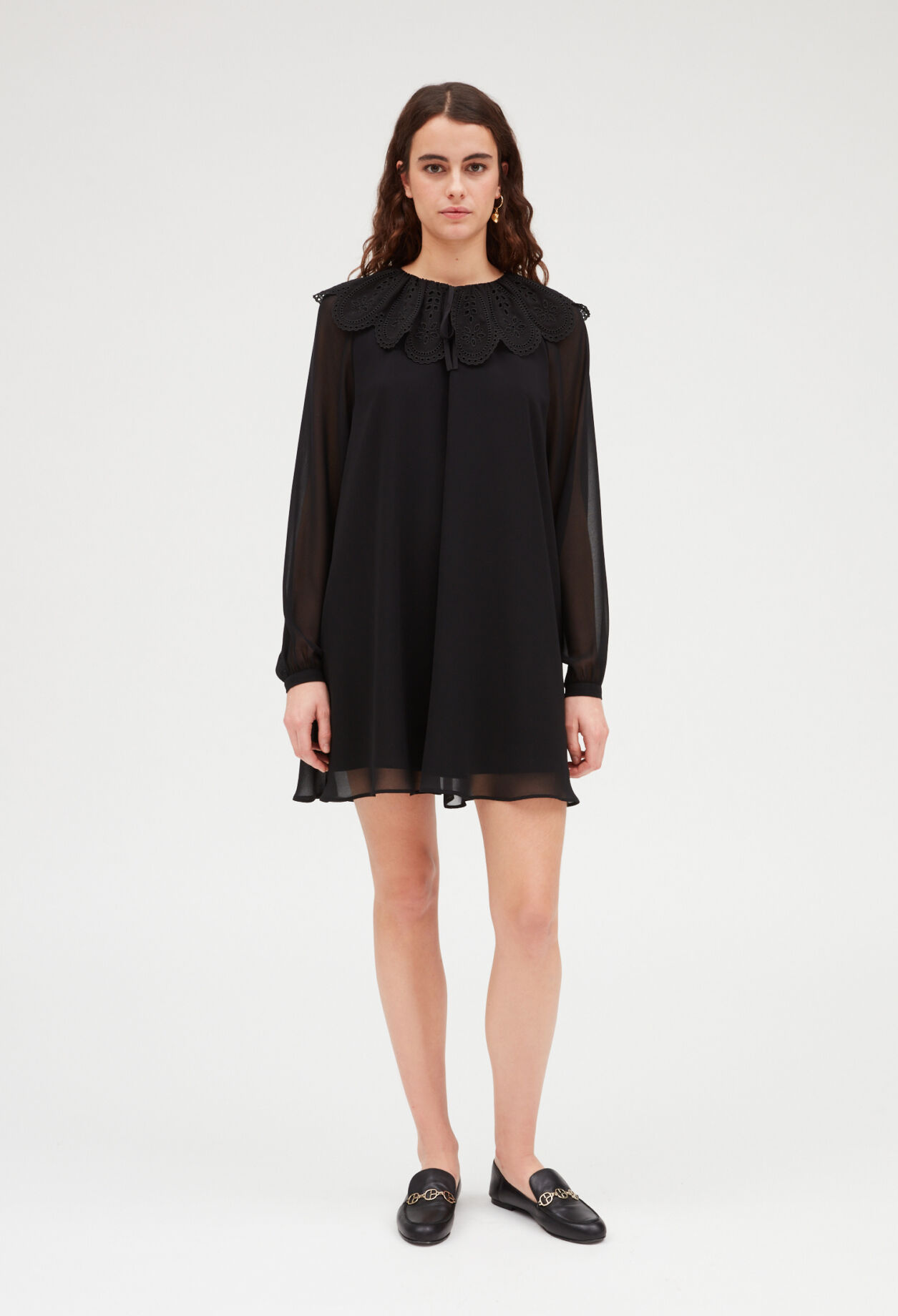Kurzes Kleid Rifi breite Kragen