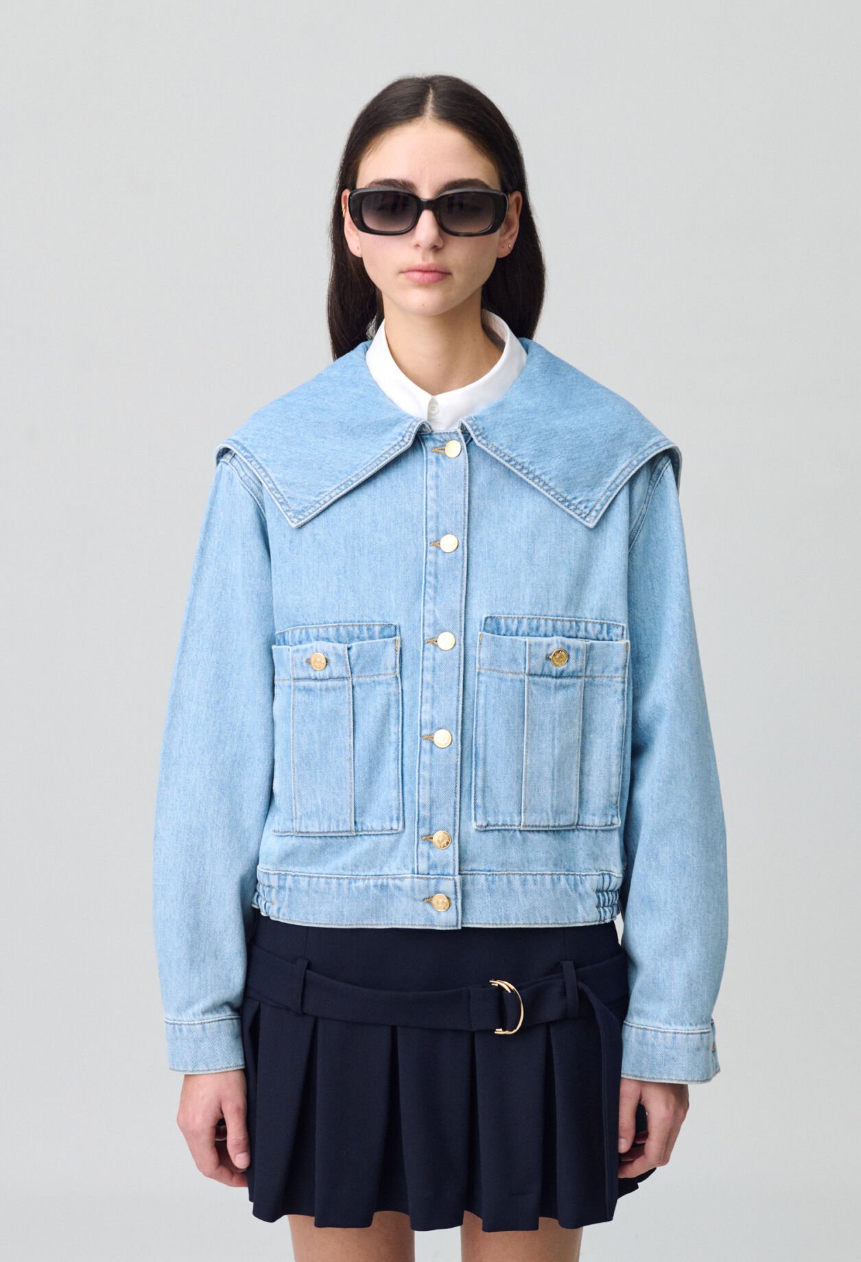 Jeansjacke mit großem Kragen