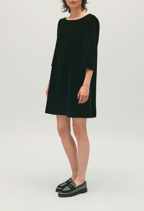 Kurzes Rififi-Kleid aus schwarzem Samt