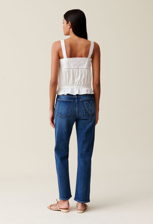 Besticktes Ecru-Top