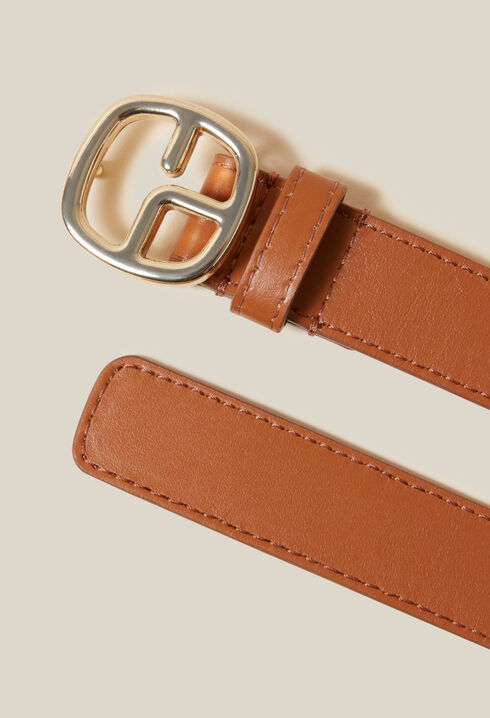 Monogramm-Ledergürtel, braun