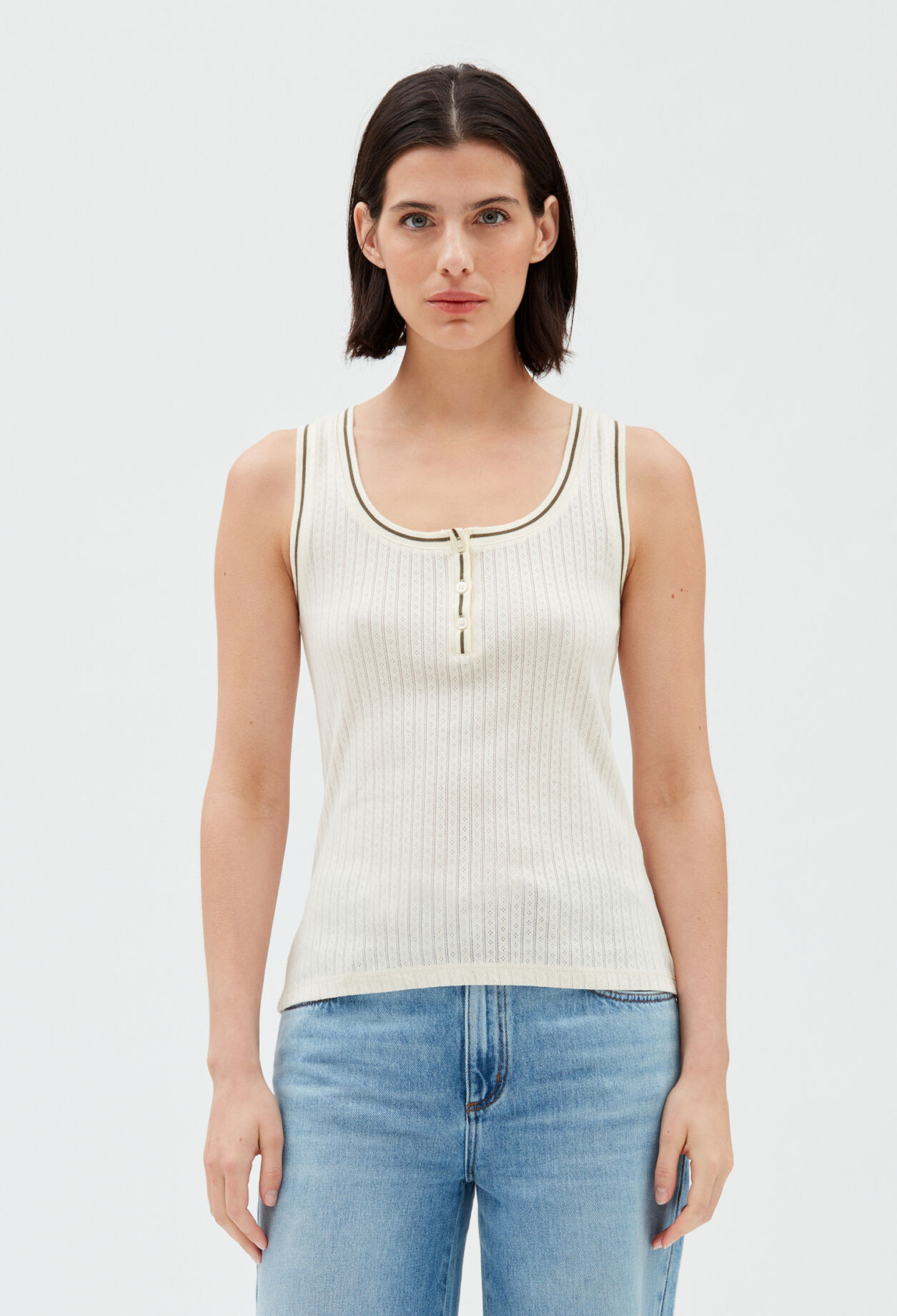 Rippstrick-Tanktop, vanillefarben