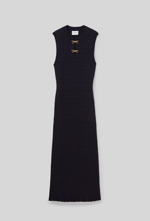 Langes Feinstrick-Kleid, Schleifen