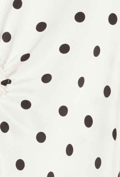 Langes Satinkleid mit Punkten