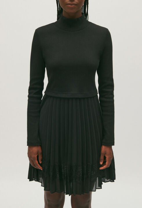 Kurzes plissiertes Kleid Twist schwarz 
