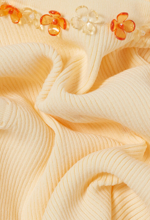 Stricktop mit Rundhals und Blumen