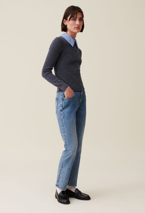 Pullover mit abnehmbarem Kragen