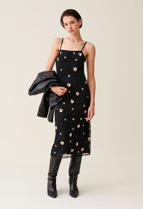 Langes fließendes Kleid Pailletten
