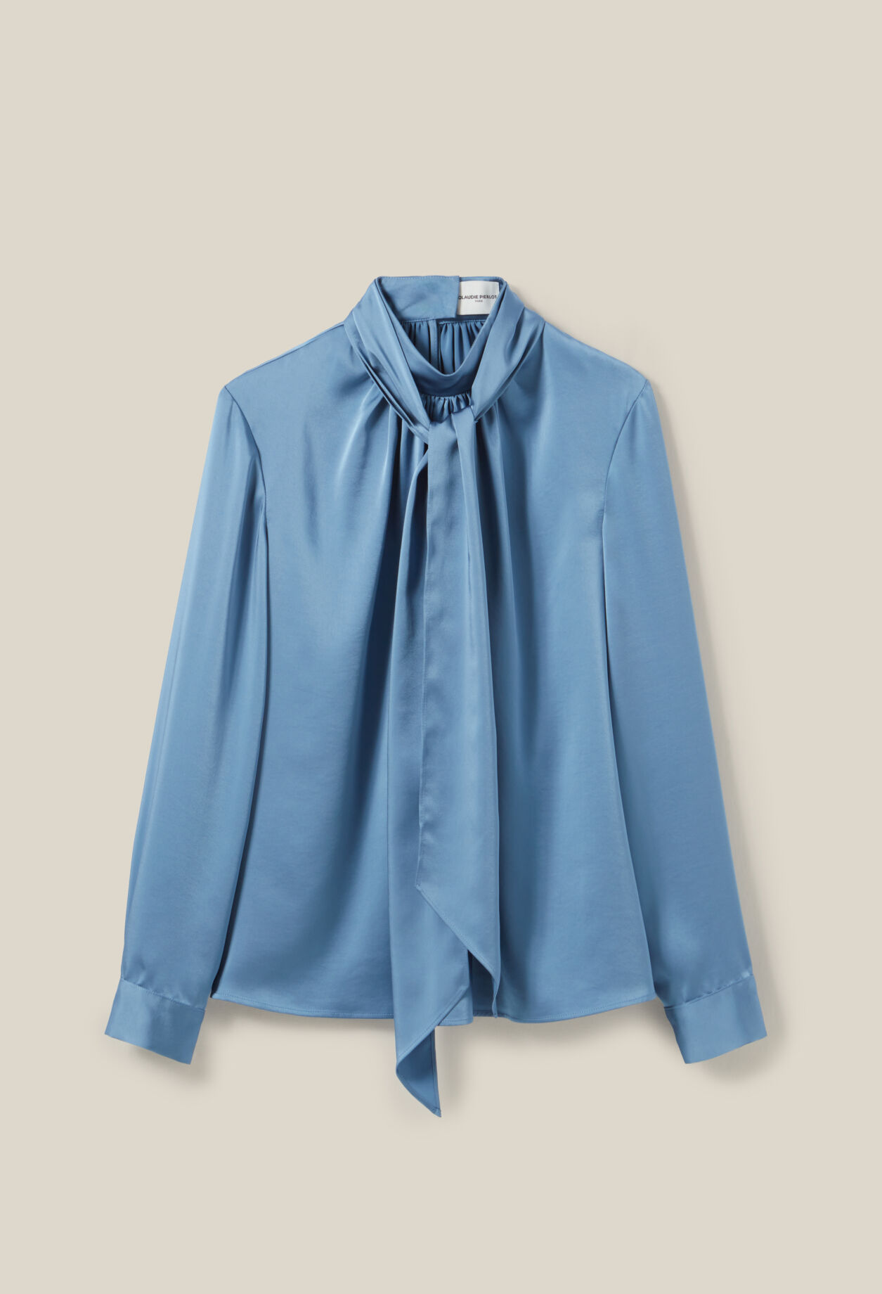 Fließende Bluse mit Schleifenkragen