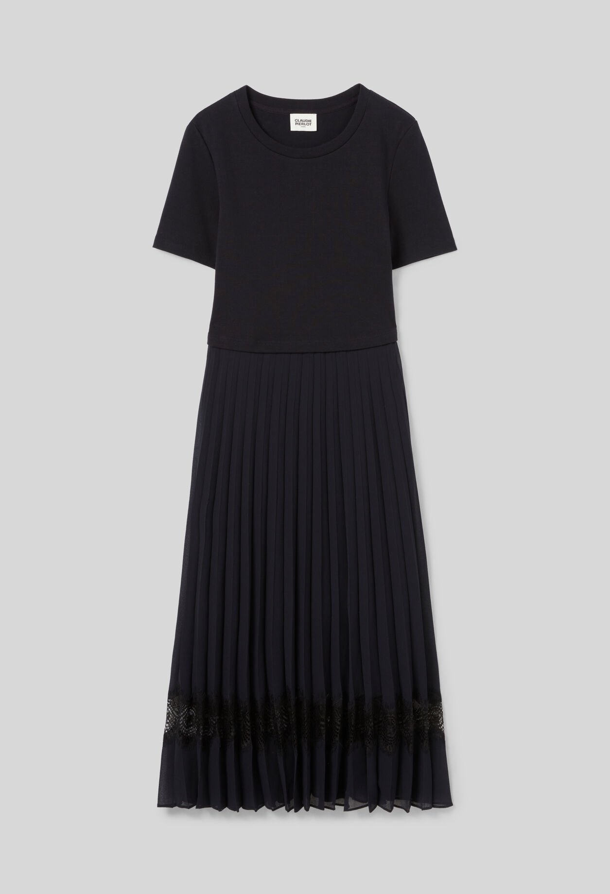 Zweifarbige Kleid in Schwarz und Marine 