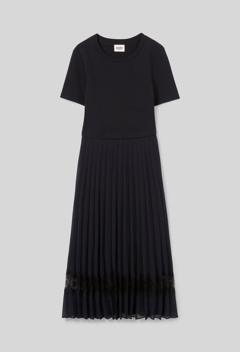 Zweifarbige Kleid in Schwarz und Marine 