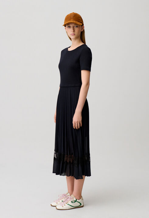 Zweifarbige Kleid in Schwarz und Marine