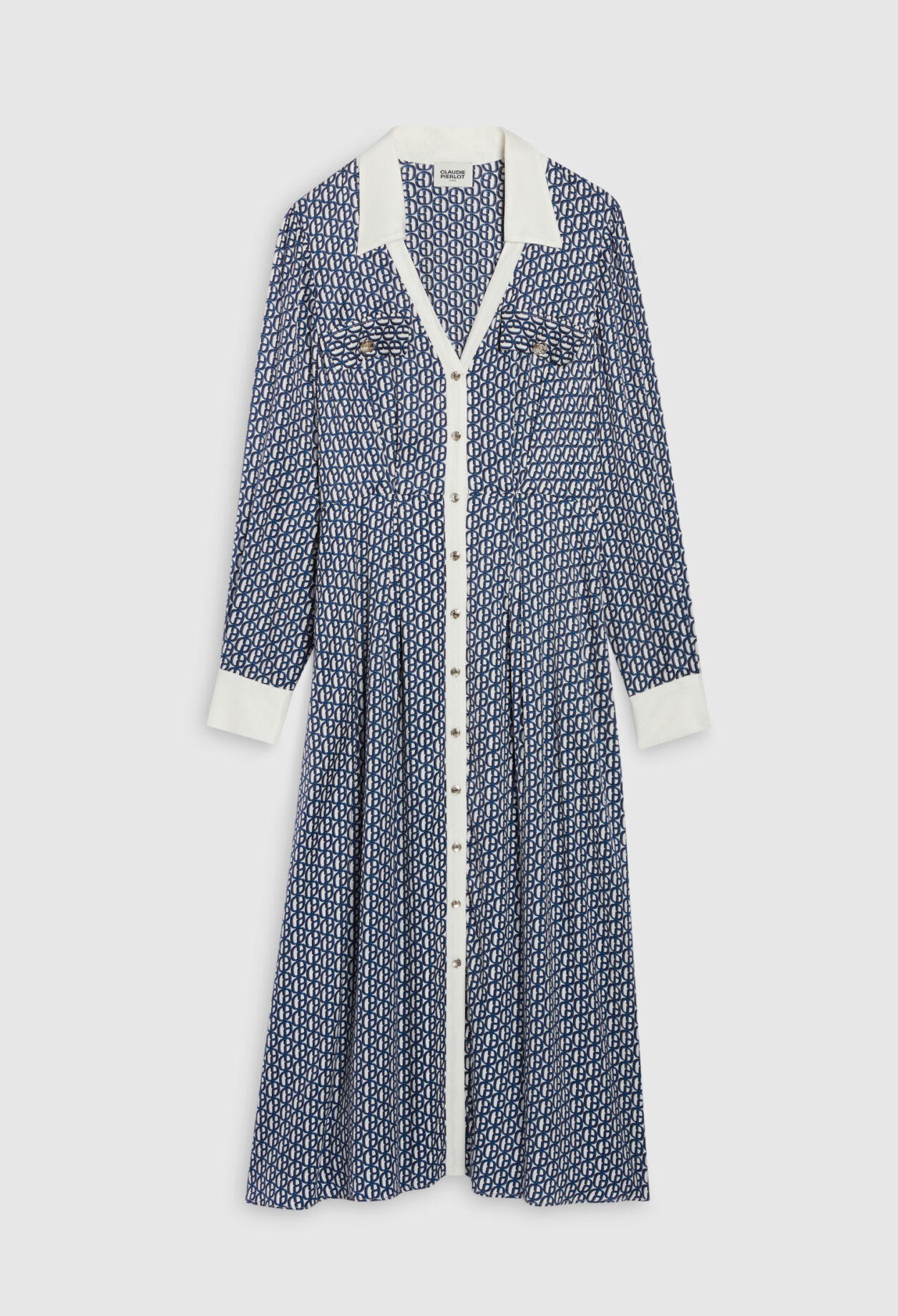 Halblanges Monogramm-Kleid, blau