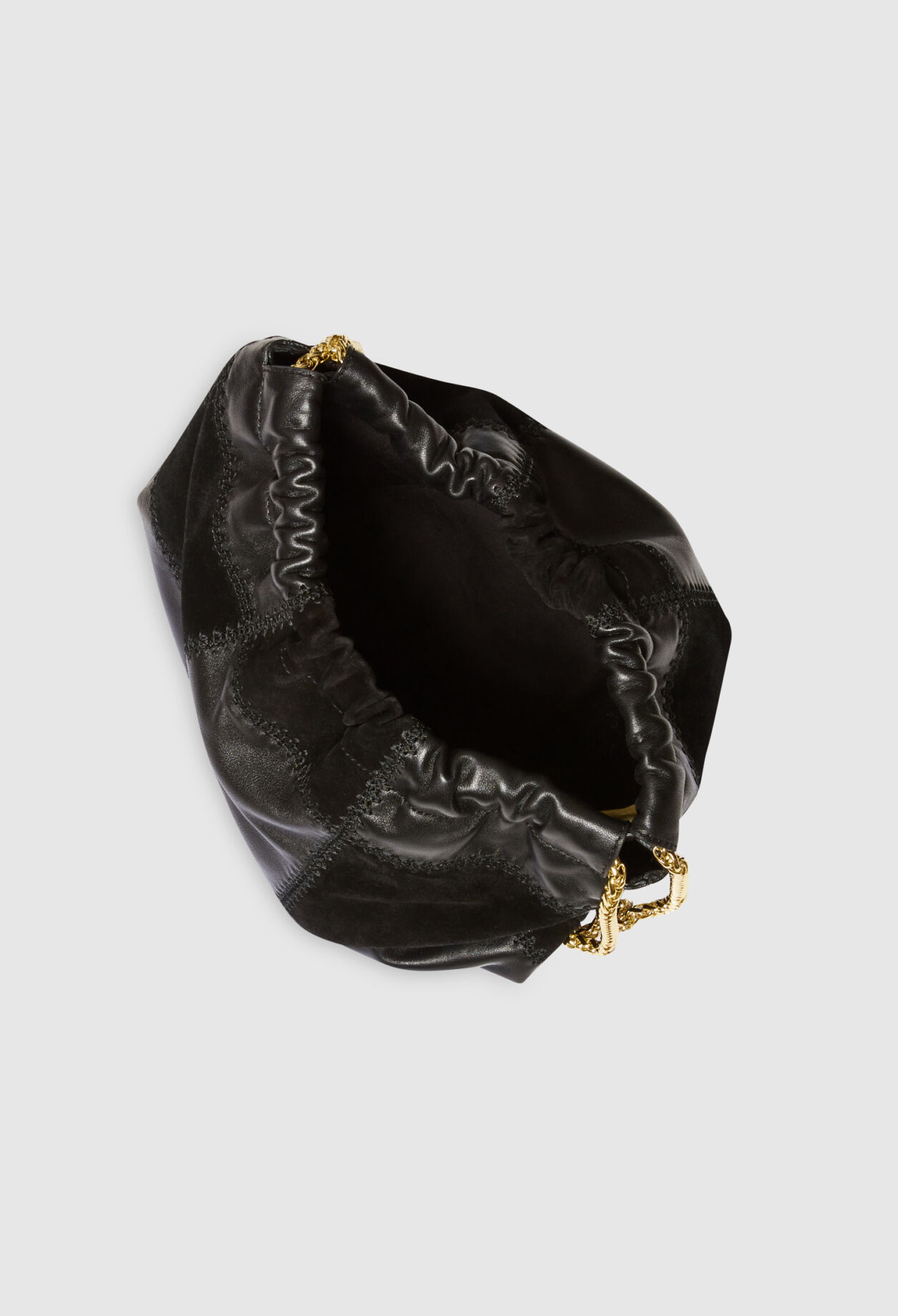 Schwarze Beuteltasche Leder