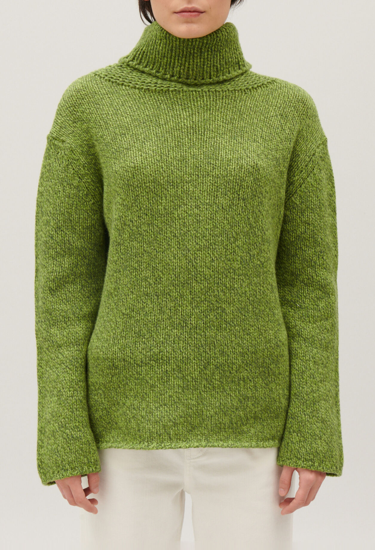 Strickpullover mit Rollkragen Matcha