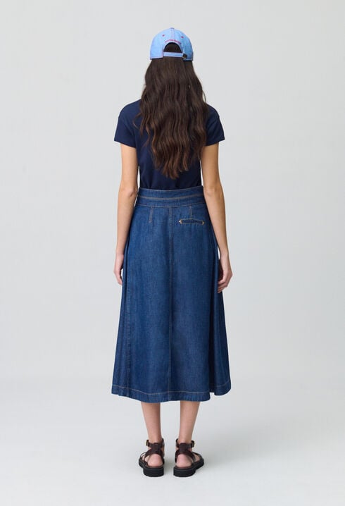 Langer Jeansrock mit Knopfleiste