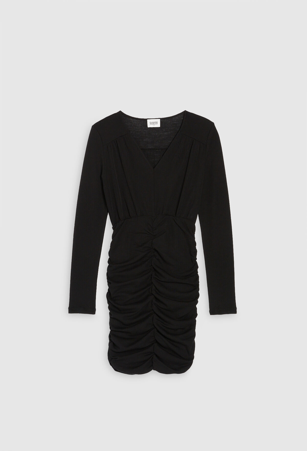 Gerafftes kurzes Wollkleid