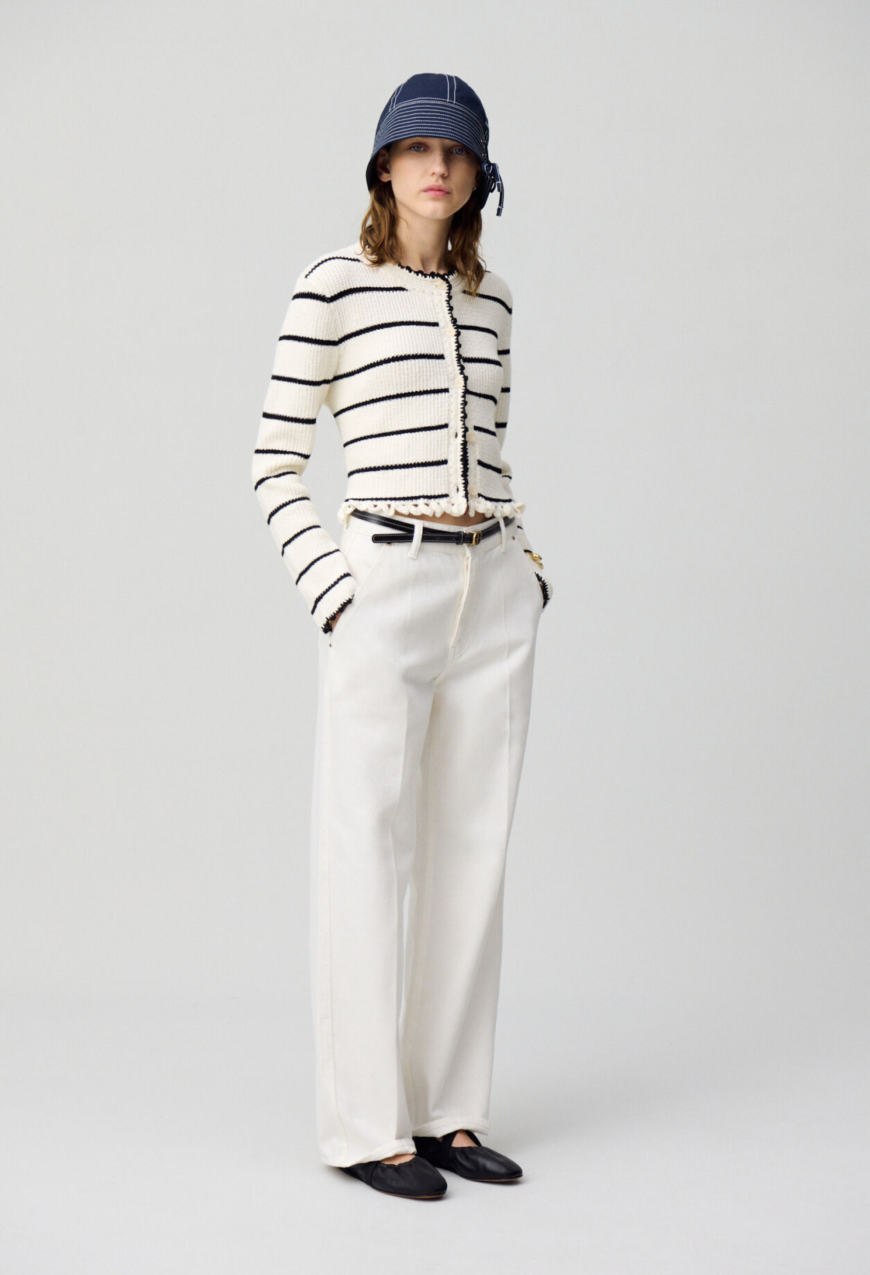 Feinstrick-Cardigan mit Streifen