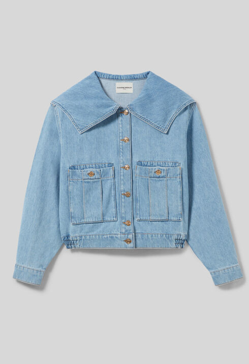 Jeansjacke mit großem Kragen