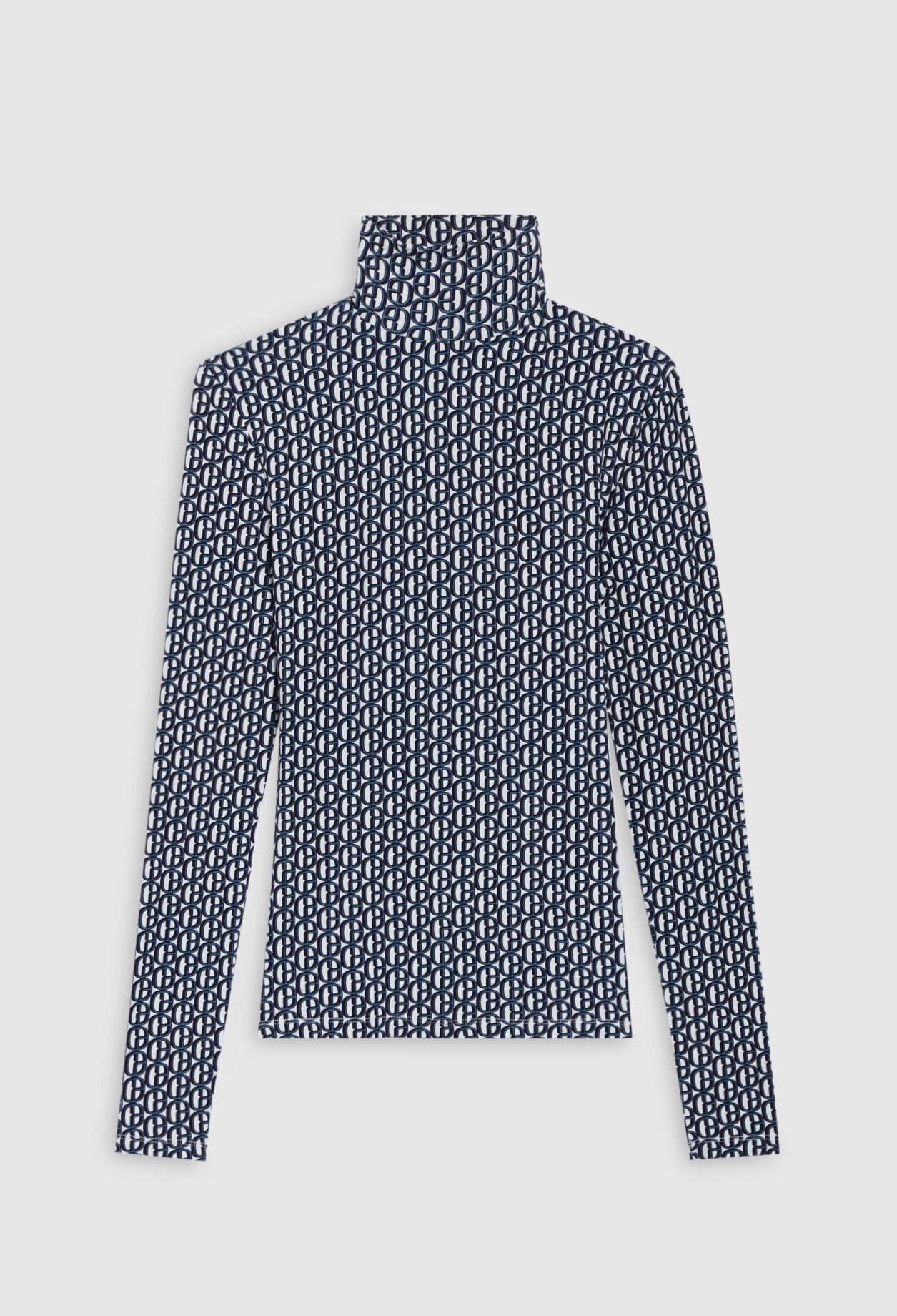 Monogramm-T-Shirt mit Rollkragen, blau 