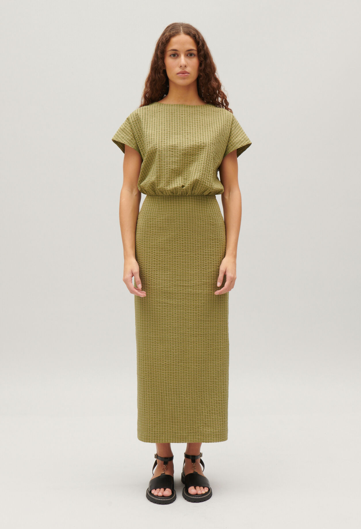 Midi-Kleid mit Streifen-Design