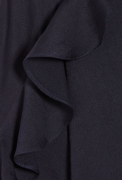 Marineblaue Bluse mit Rüschen