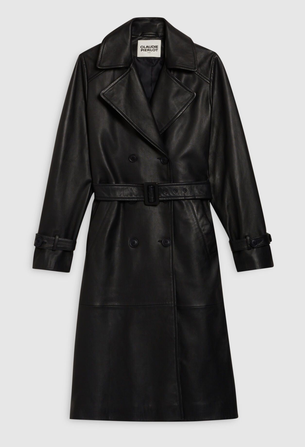 Trenchcoat aus Öko-Glattleder marineblau