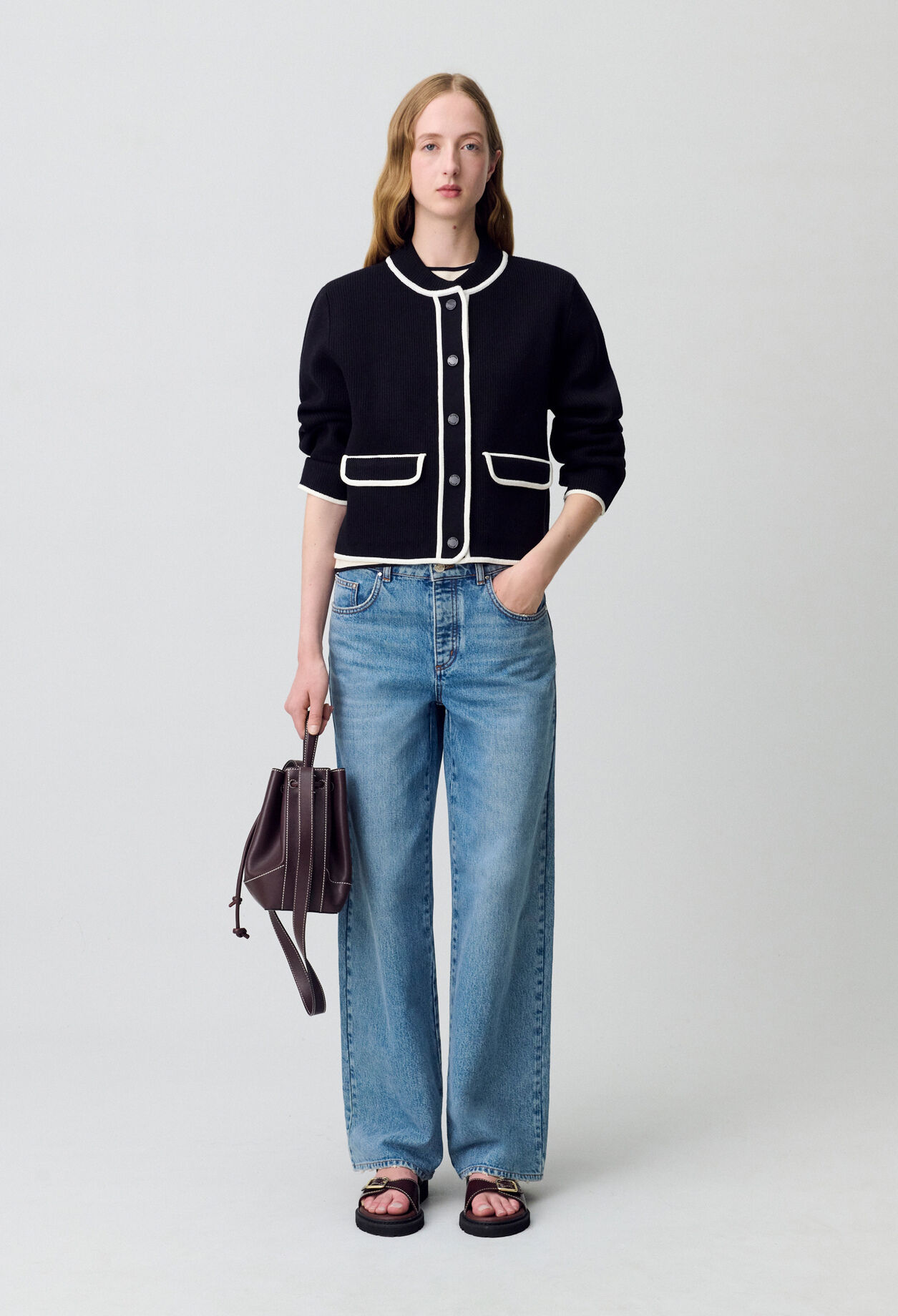Zweifarbiger, dicker Cardigan
