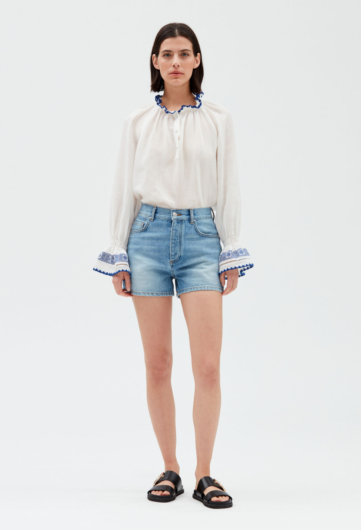 Bestickte Bluse, écrufarben