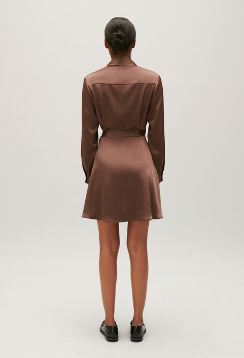 Kurzes fließendes Kleid Rixie in Braun