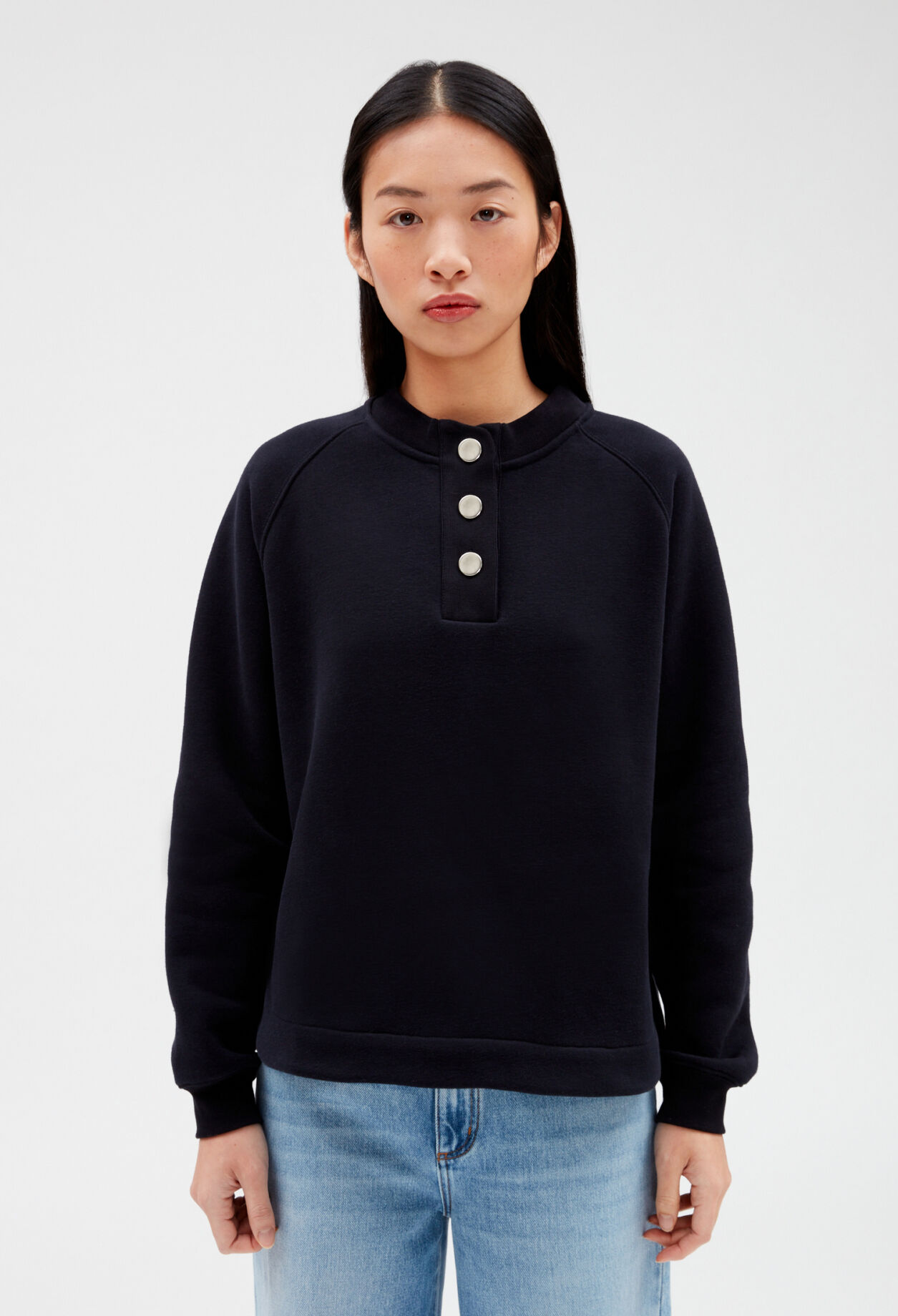 Sweatshirt abnehmbarem Kragen marine