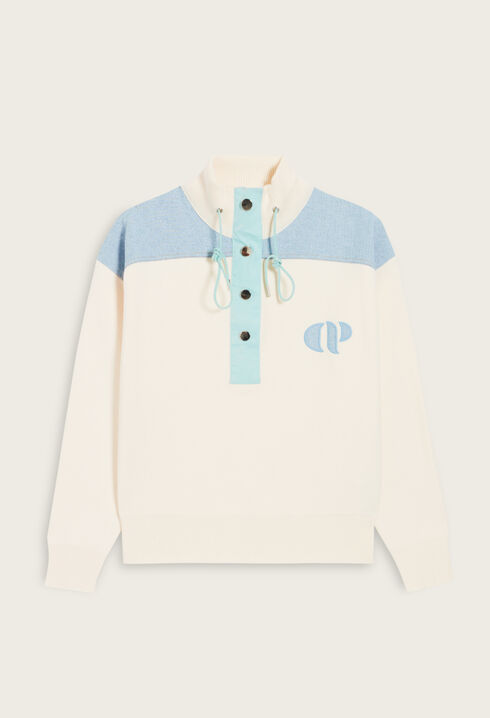 Sweatshirt Minimum Troyerkragen Ecru