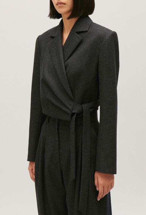 Kurzer grau melierter Blazer