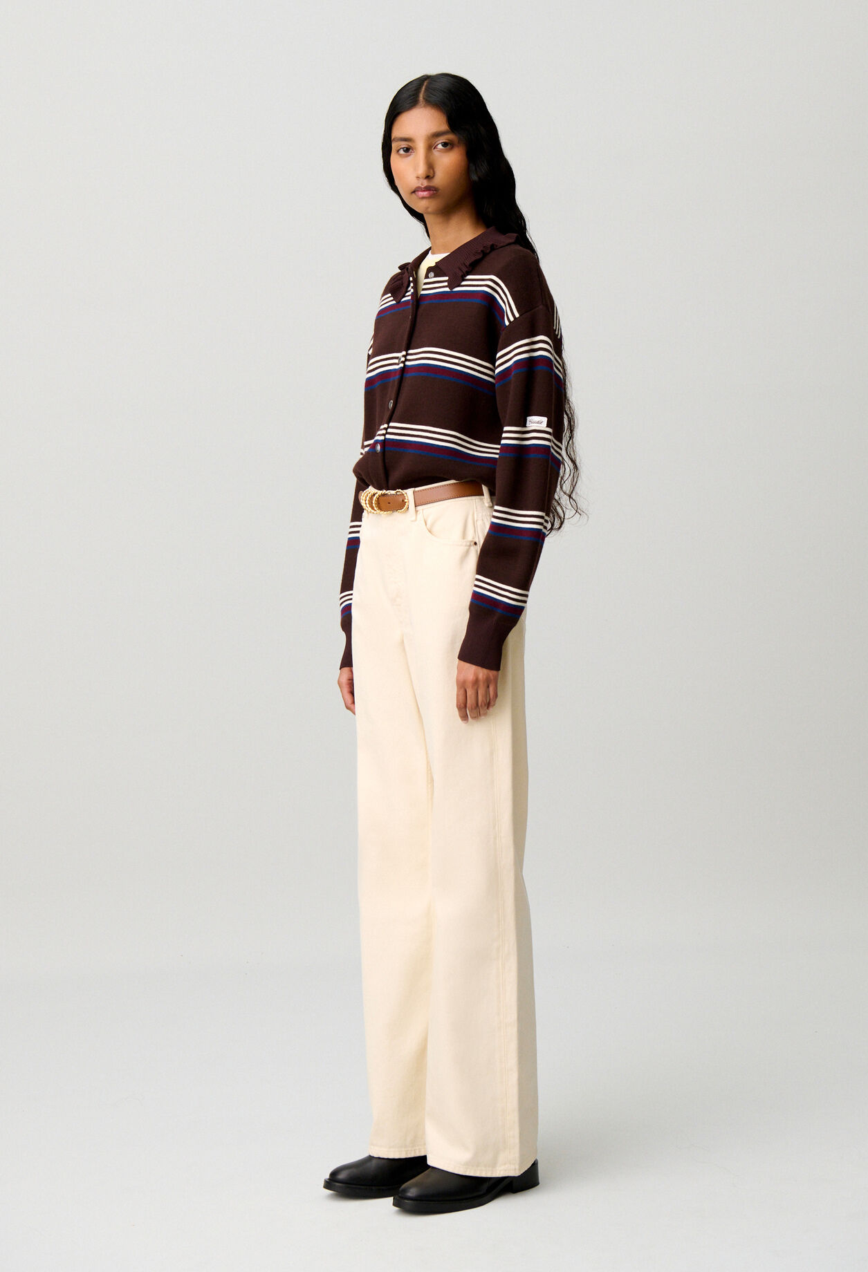 Gestreifter Strickcardigan