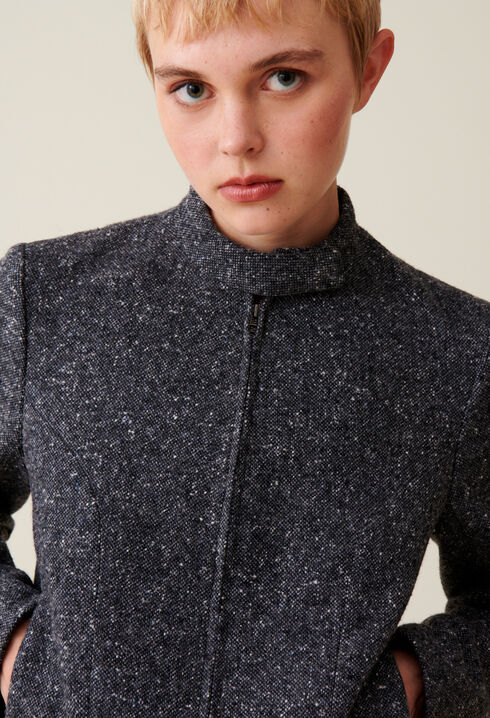Kurze Jacke aus grauer Wollmischung