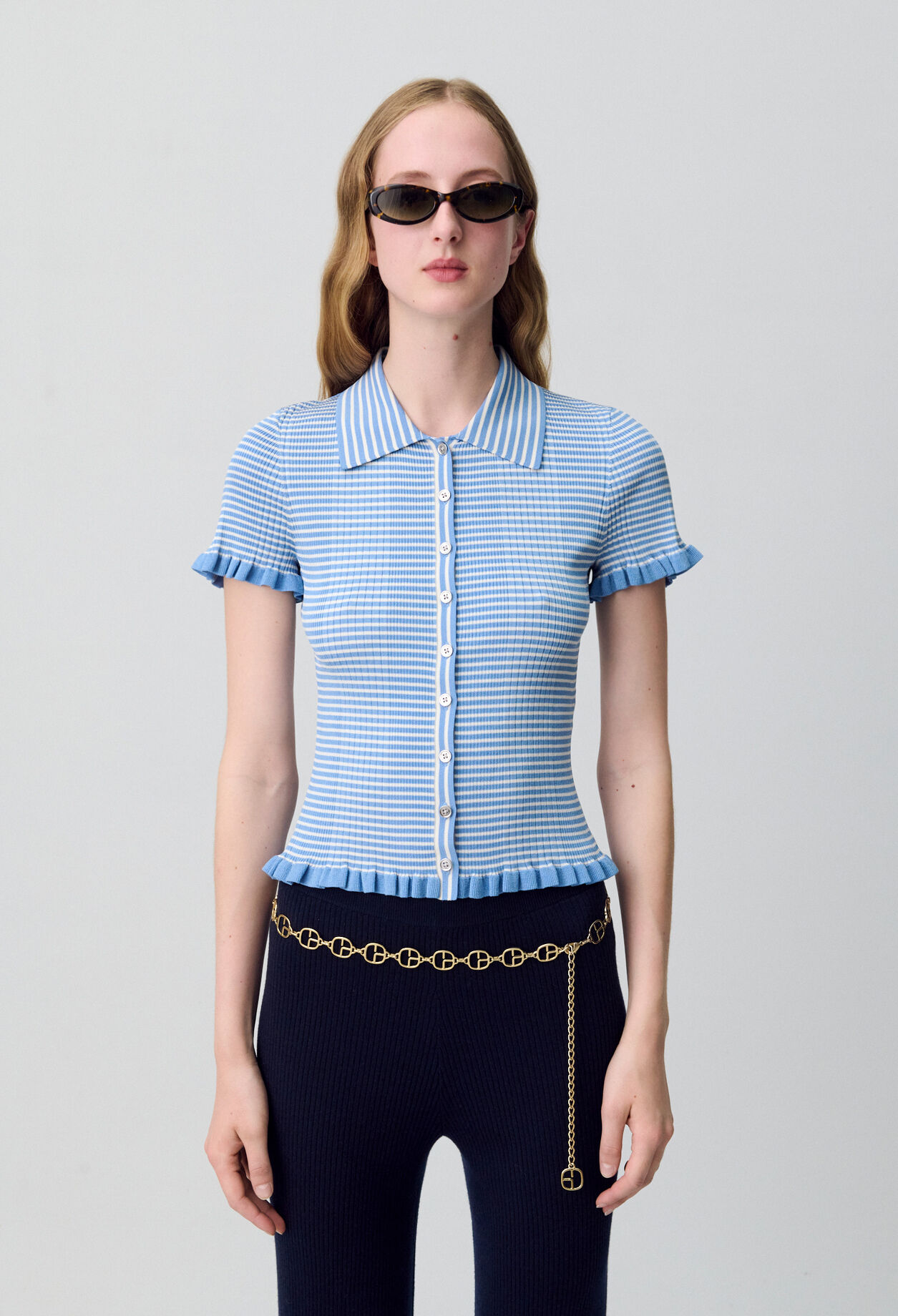 Gestreiftes Poloshirt mit Knöpfen