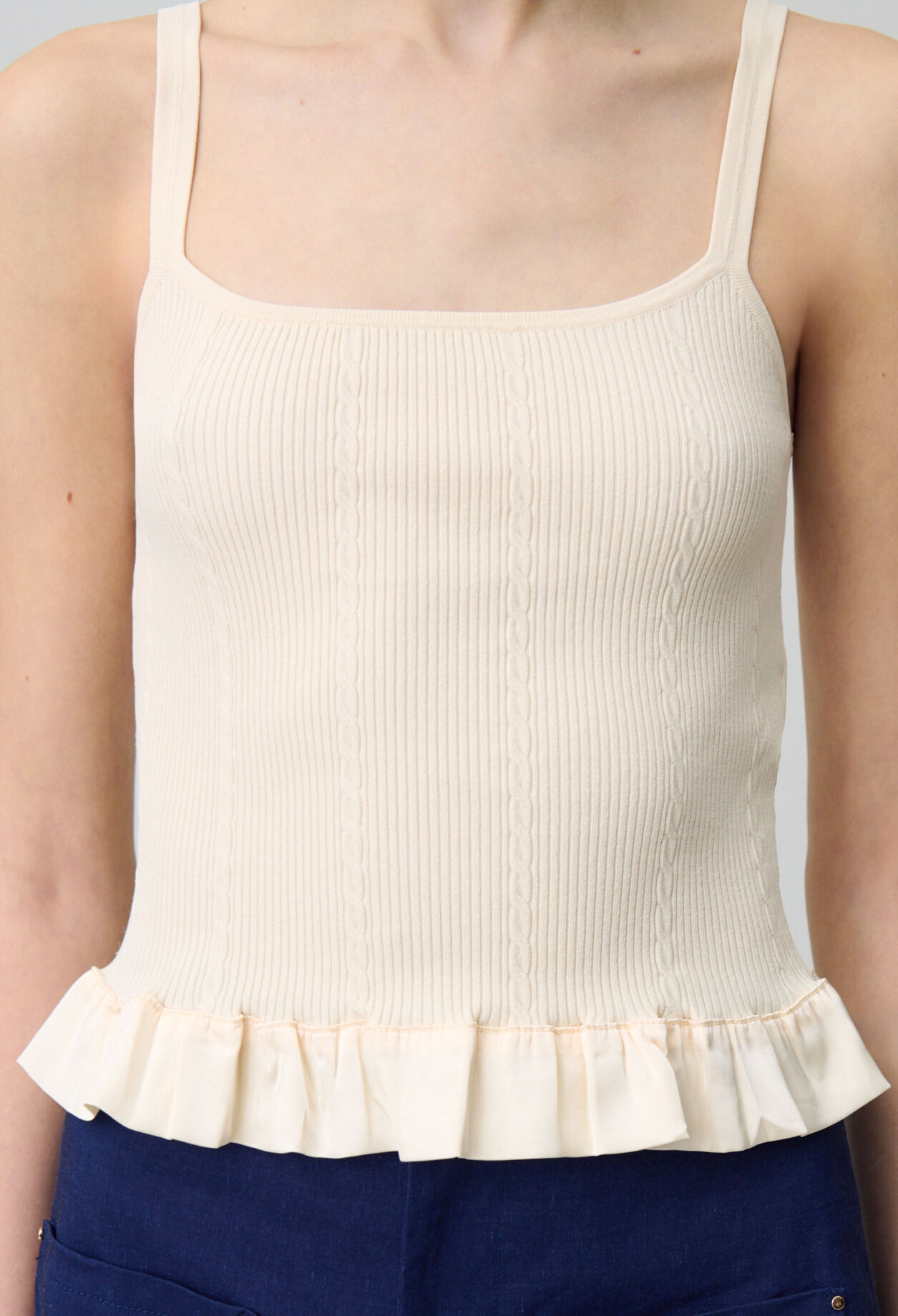 Satin-Top mit Rüschen