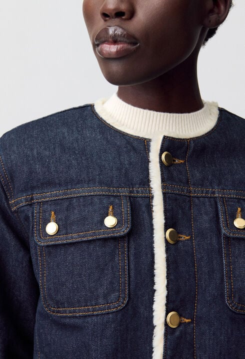 Jeansjacke mit Kunstfell