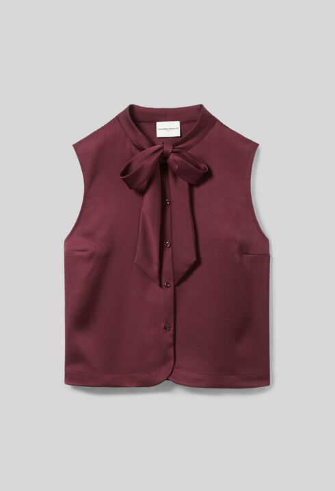 Ärmellose Satinbluse
