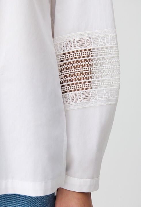 Baumwollbluse mit Rüschenkragen