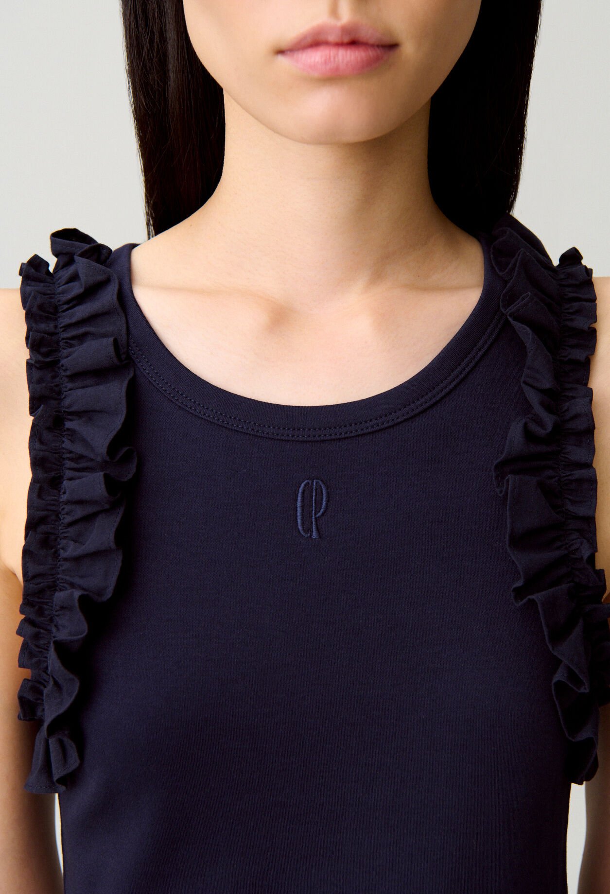 Besticktes Baumwoll-T-Shirt