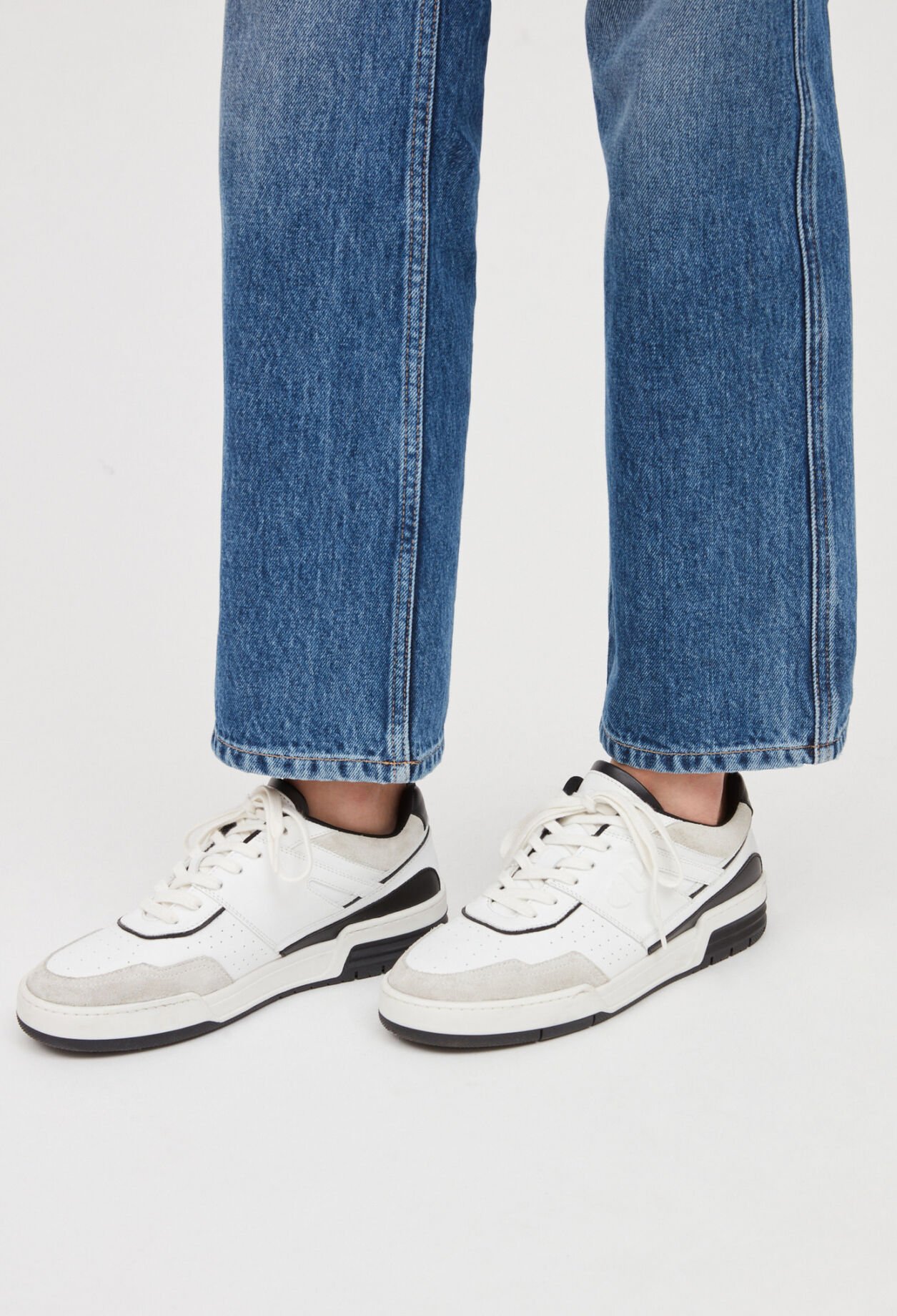 Zweifarbige Sneakers Leder