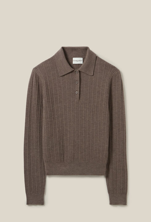 Gerippter Polopullover