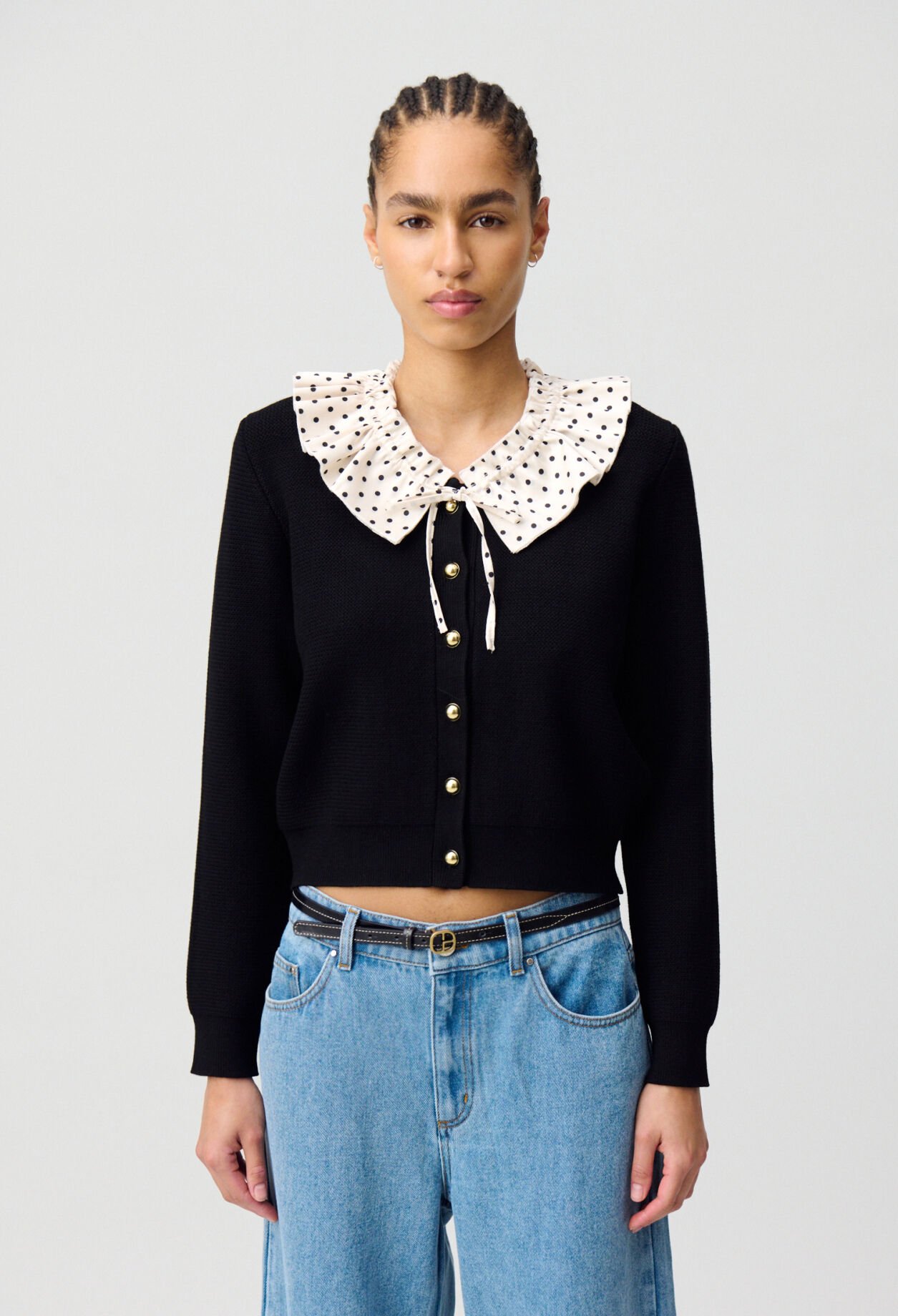 Feinstrick-Cardigan mit Kragen