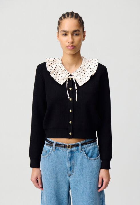 Feinstrick-Cardigan mit Kragen