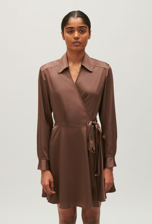 Kurzes fließendes Kleid Rixie in Braun