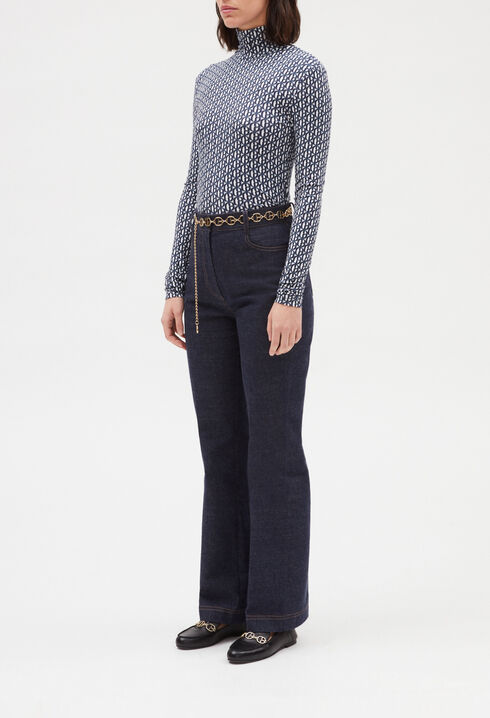 Monogramm-T-Shirt mit Rollkragen, blau 