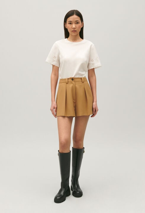 Shorts mit hoher Taille Camel