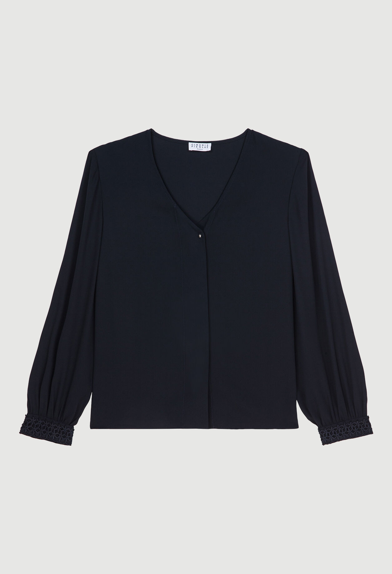 Bluse mit bestickten Ärmelabschlüssen